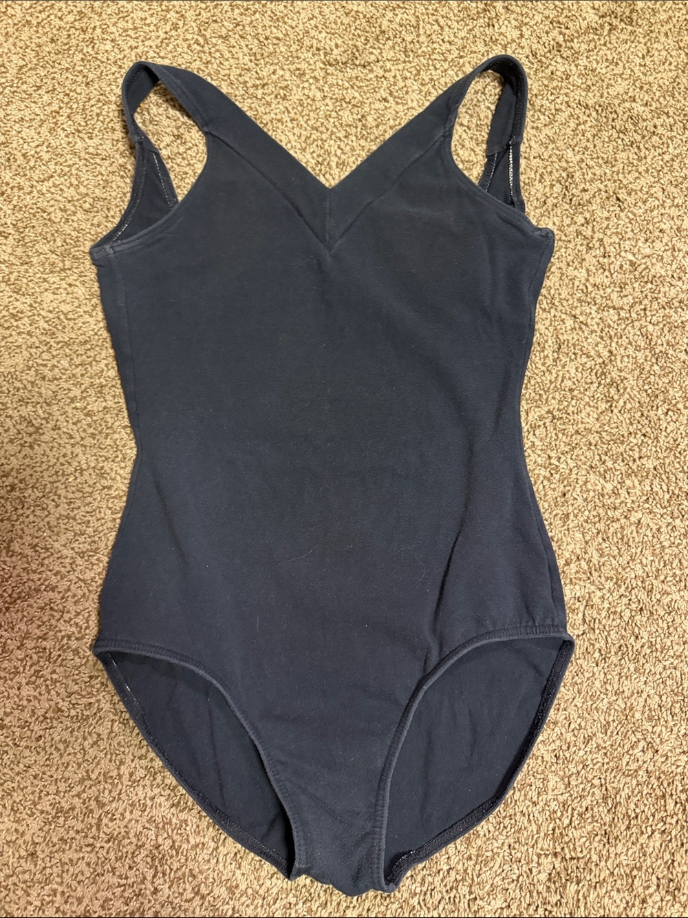 Classic Black One-Piece Leotard - V-Neck Tank Style, size L